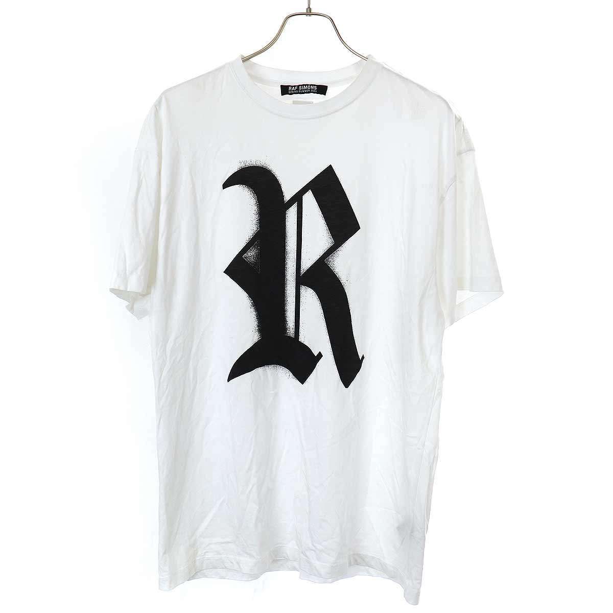 【6日まで】　Raf Simons 23ss Tシャツ RAF SIMONS ラフシモンズ 23SS RロゴプリントTシャツ 231-120 ホワイト