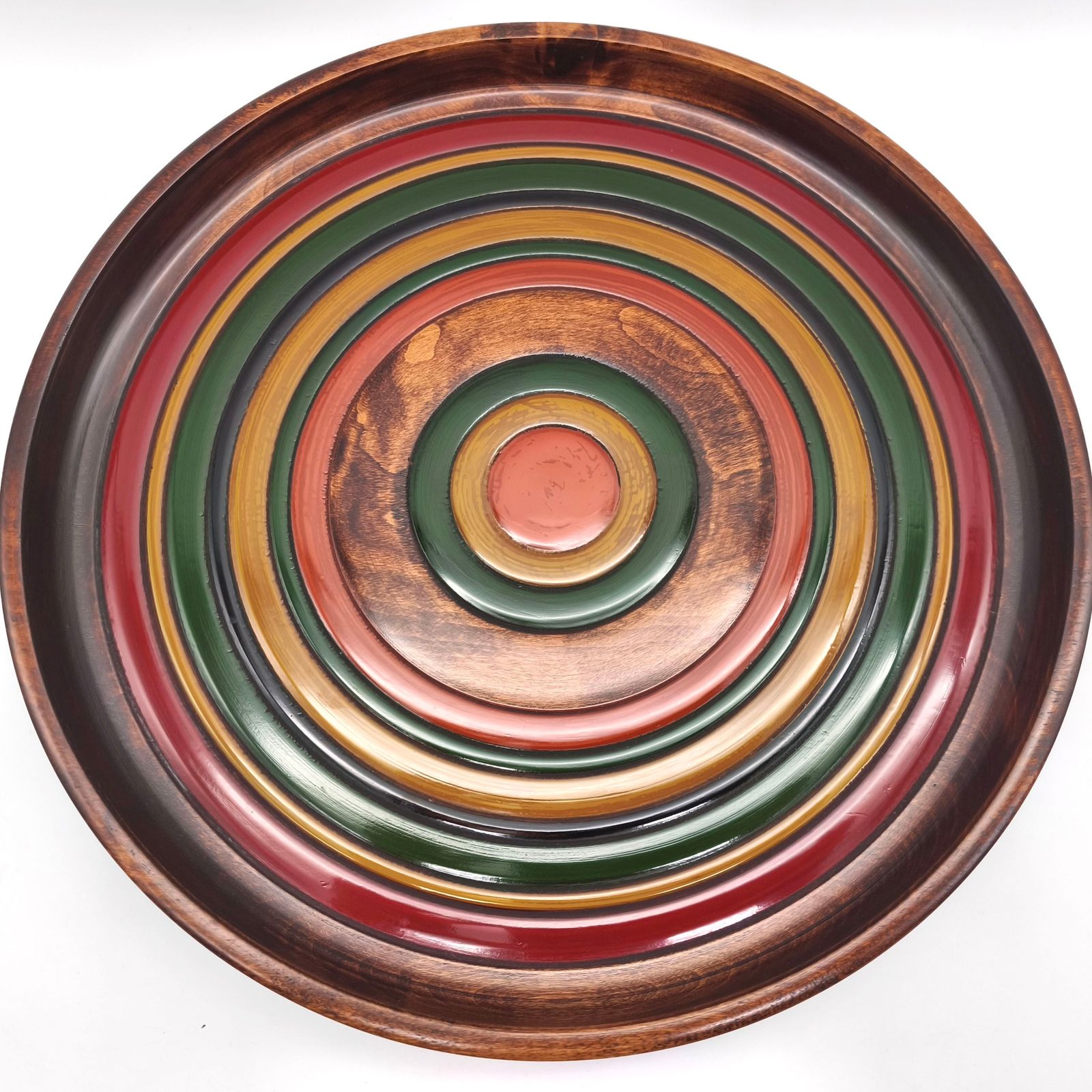 香川漆器　独楽塗　お盆 香川漆器】丸盆 すじ入り独楽塗 尺1(33cm) | 香川県三木町