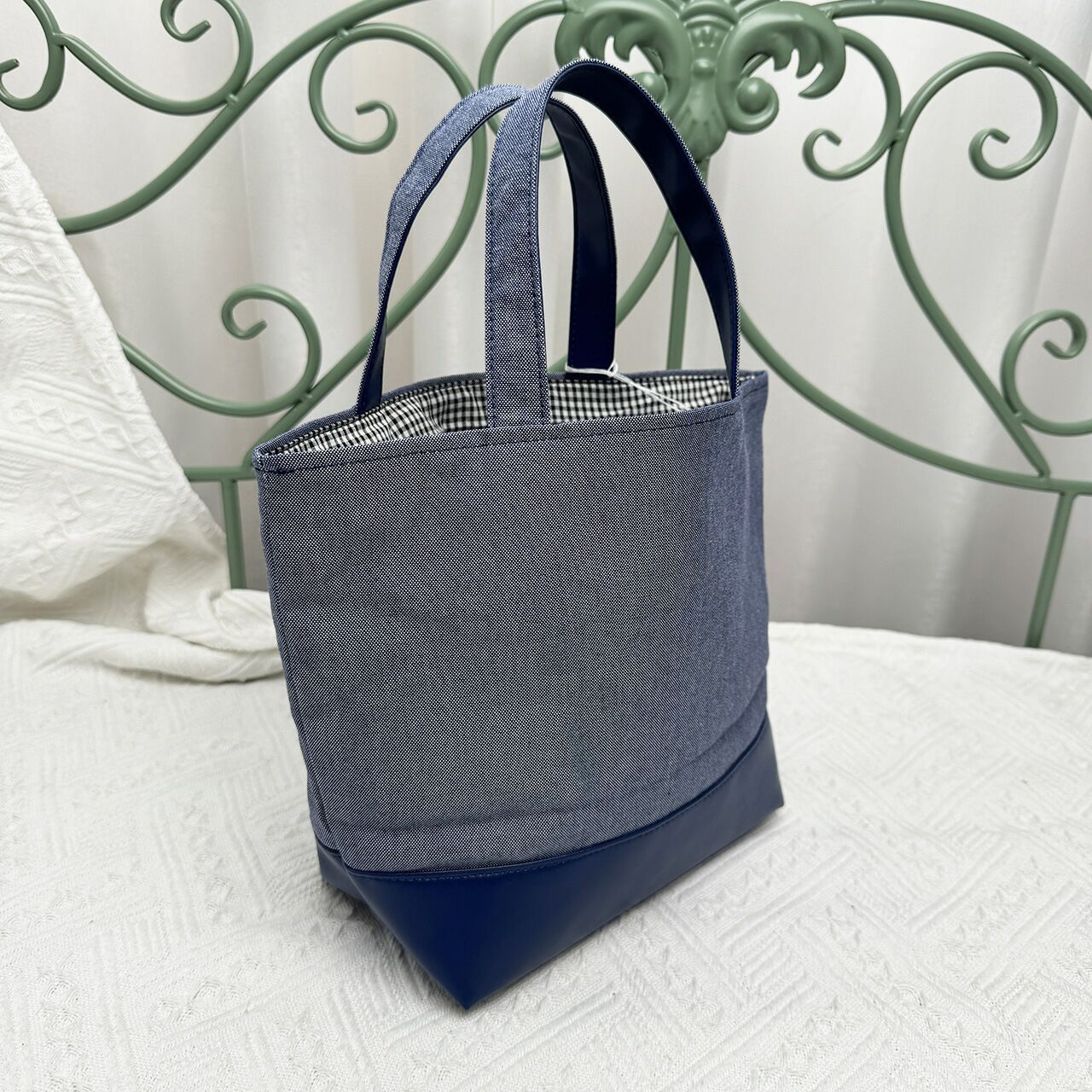 新品未使用 ファミリアfamiliar 刺繍 ブルー デニス トートバッグ 