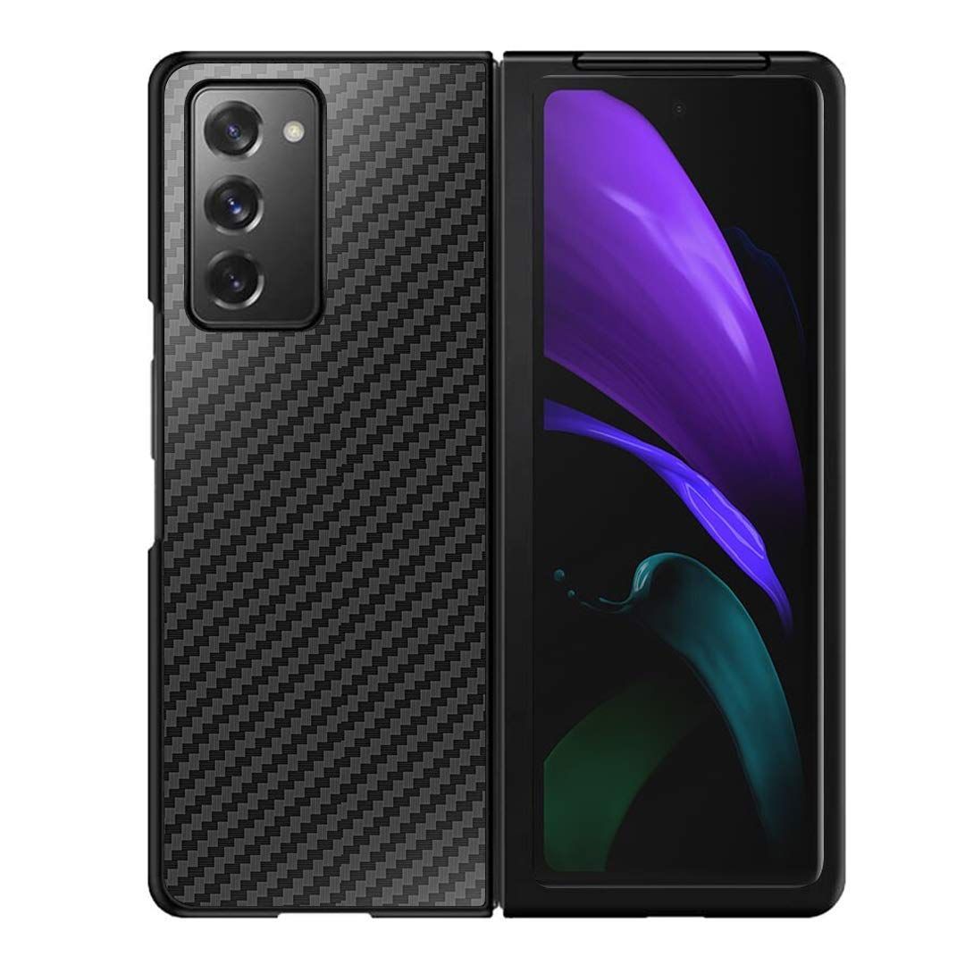 Pelanty Galaxy Z Fold 2 5G ケース Samsung Galaxy Z Fold2 5G 炭素繊維ケース 背面カバー TPU ソフトケース 耐久性 薄型軽量 耐衝撃性 携帯電話カバー Qiワイヤレス充電 カーボンファイバーケ
