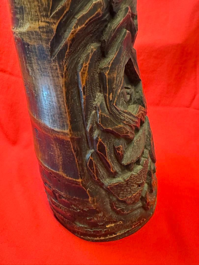 竹根彫刻 漢詩 無銘 花台 骨董品 中国美術 置物 古玩 茶室 竹根彫刻 漢詩 無銘 花台 骨董品 中国美術 置物 古玩 茶室