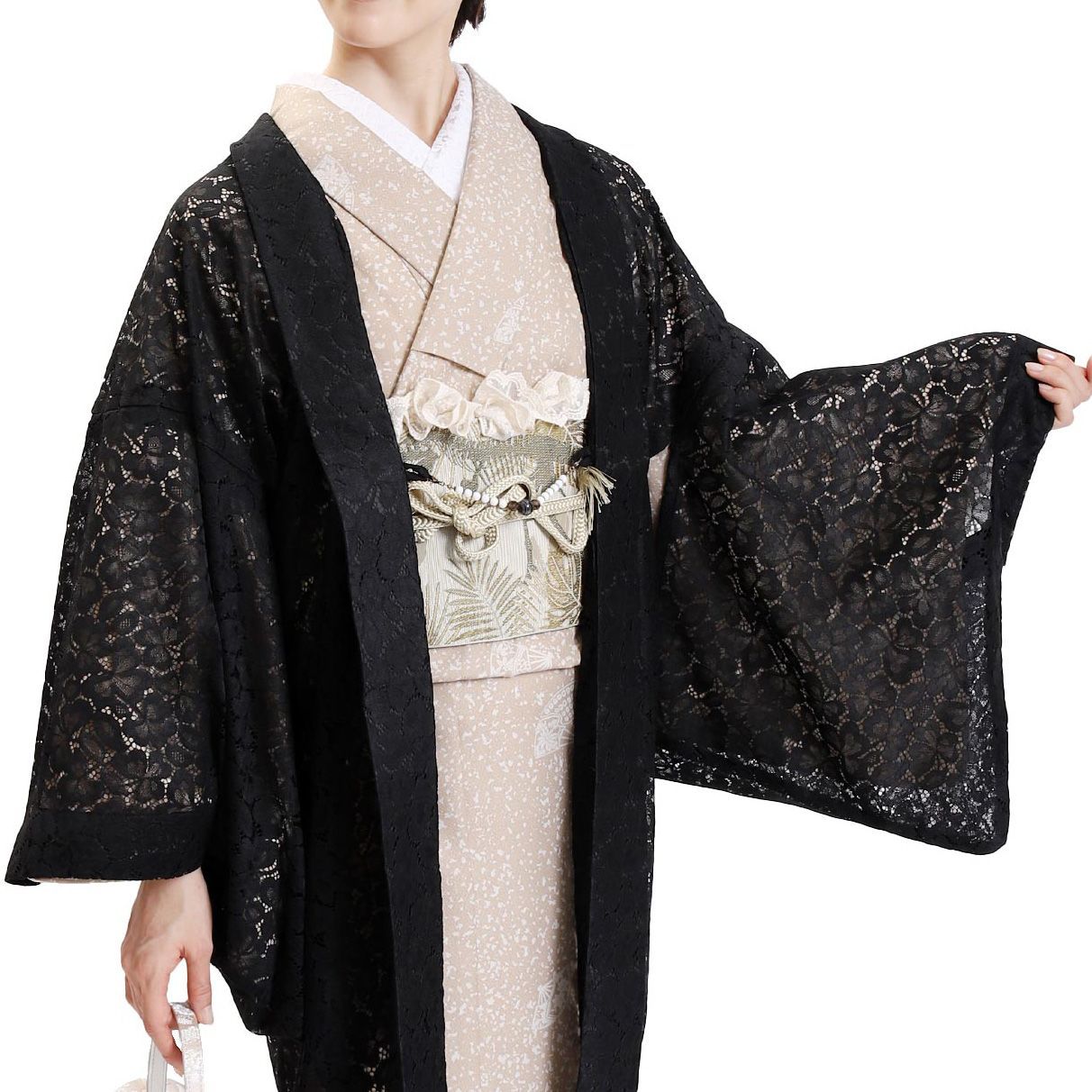 新品 未使用 レース 羽織 ブラック 黒 着物 和装 長羽織 - メルカリ