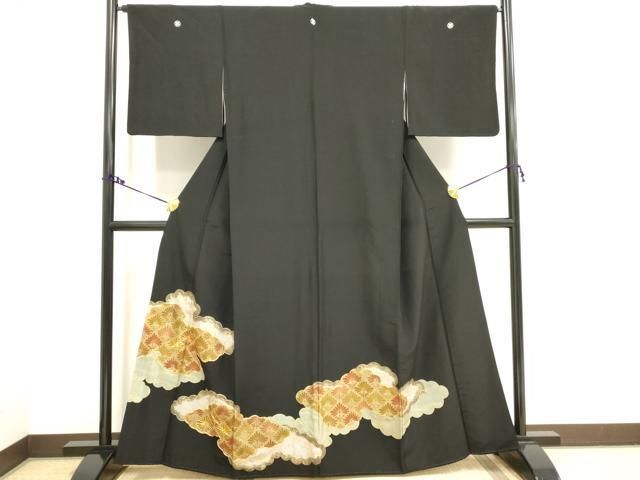 平和屋着物□豪華黒留袖 雲取り吉祥花文 金彩 正絹 逸品 AAAY7136fw