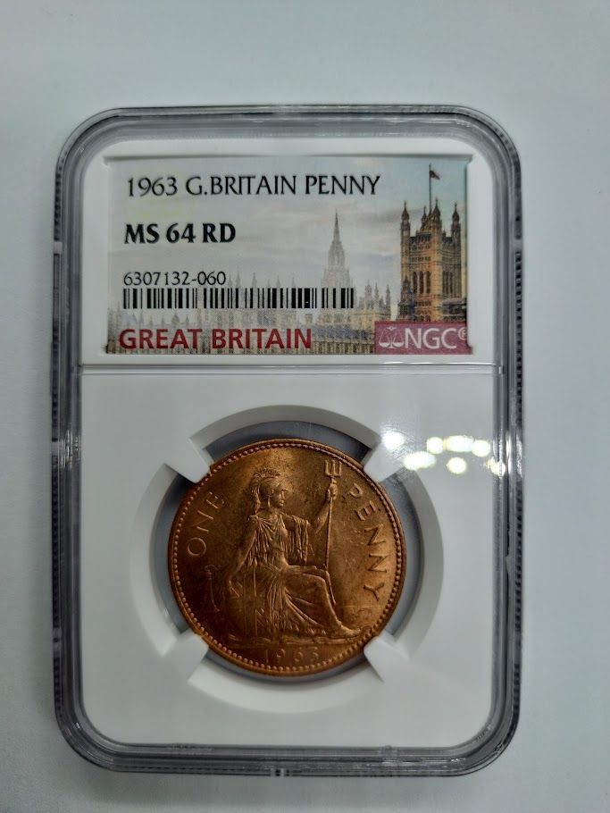 NGC MS64RD 1963 英国 ブリタニア 1ペニー銅貨 - メルカリ