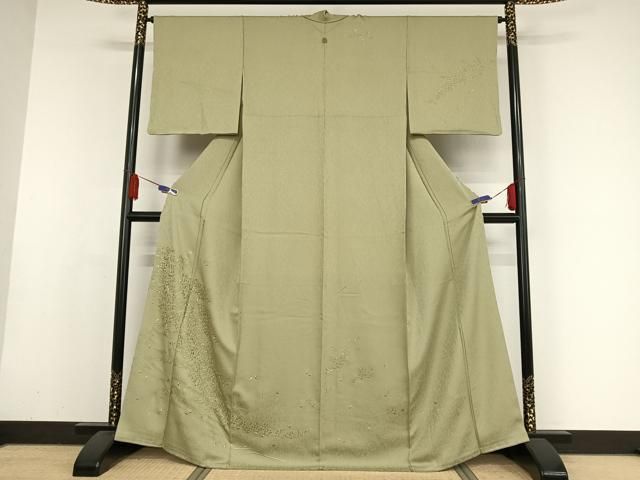 平和屋着物□上質な色無地 一休染 白花色 正絹 逸品 AAAX0541ph 平和