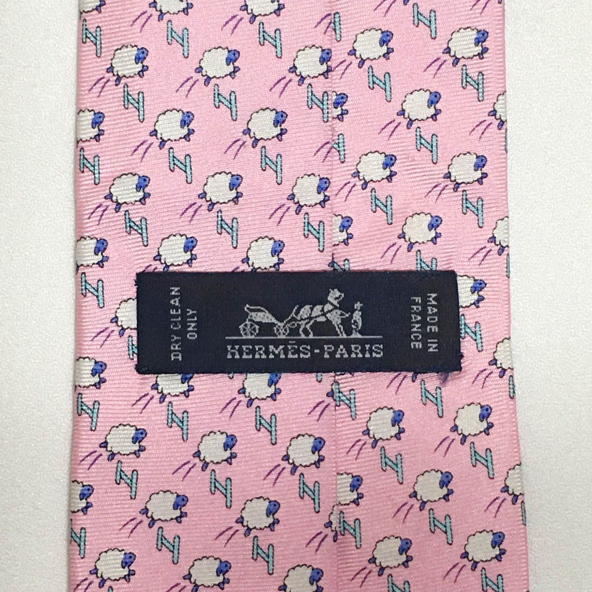 美品 エルメス HERMES ネクタイ シルク100% フランス製 ピンク