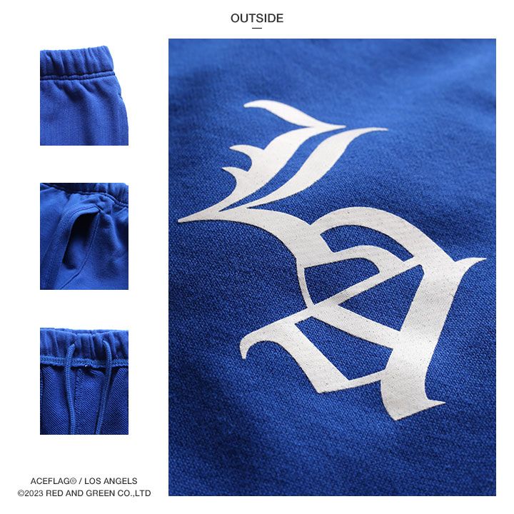 ACE FLAG ハーフパンツ スウェット 半ズボン 短パン メンズ 青/白/黒