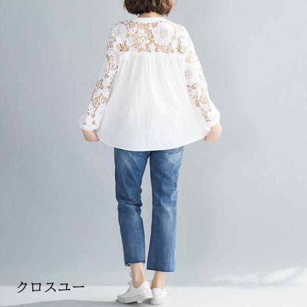 プルオーバー シャツ ブラウス ス 長袖 レディース 綿 デザインス かわいい 刺繍 レース 通勤 OL 無地 ゆったり Tシャツ プルオーバー シャツ ブラウス トップス 長袖 レディース 綿