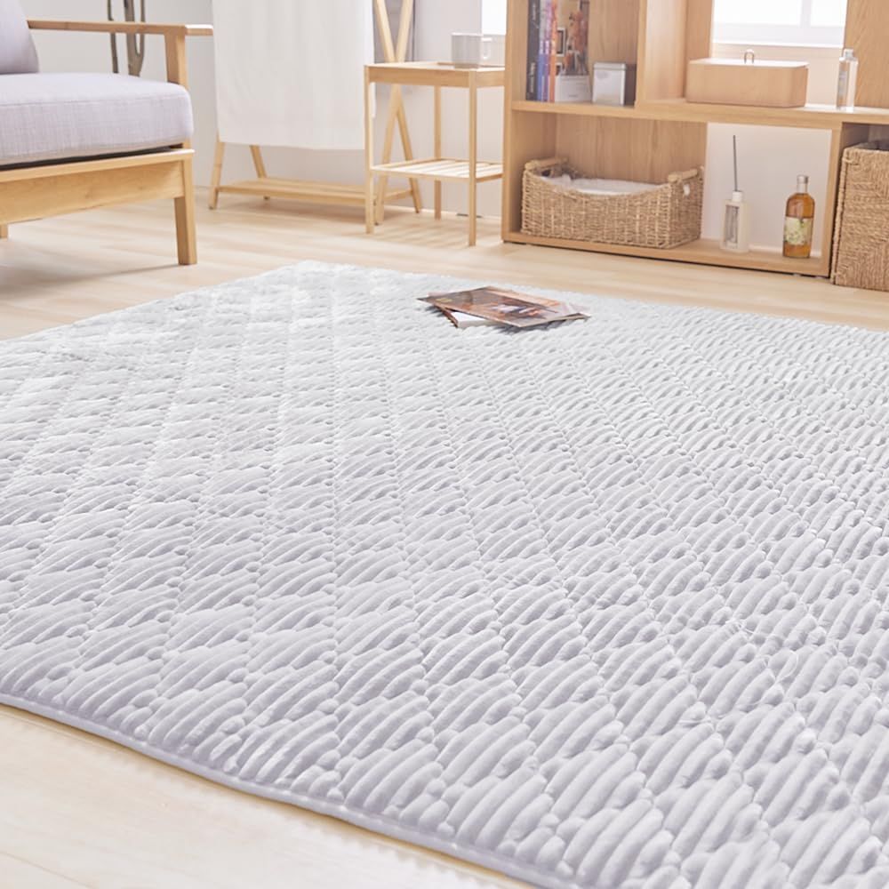 アイリスプラザ カーペット ラグマット ラグ 洗える 滑り止め 190×240 3畳 抗菌 防ダニ 長方形 フランネルラグ おしゃれ かわいい アイボリー