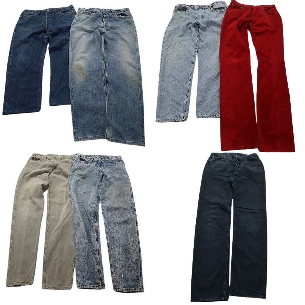 古着卸 リーバイス デニム パンツ 7枚セット メンズ 34 |38 アメカジ インディゴブルー ライトブルー 古着 NA5715