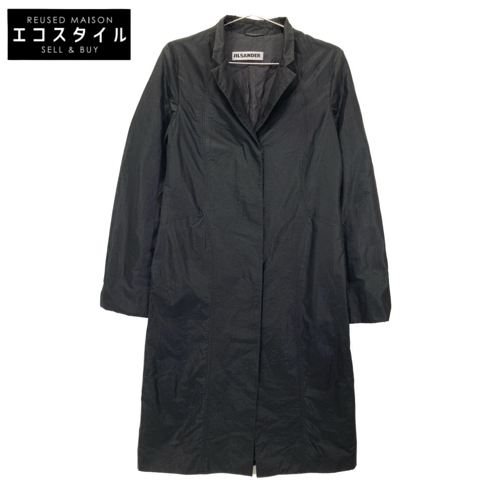 JILL SANDER ジルサンダー コットンスプリングコート 黒 34 JIL SANDER ジルサンダー 国内正規 ブラック 化繊コットン