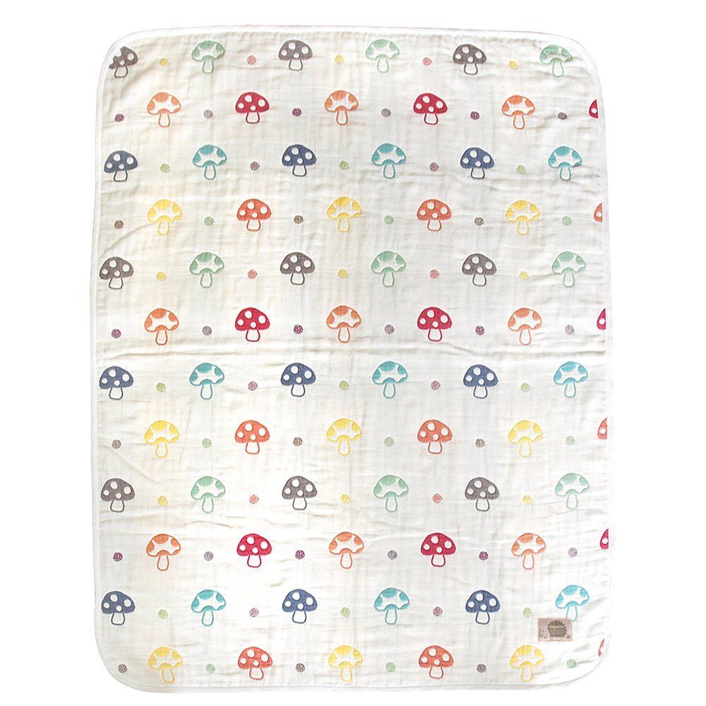 1-1 Hoppetta | champignon_Lサイズ x 1 _ふくふくガーゼ 6重ガーゼ ケット_単品 10mois ディモワ - Hoppetta ふくふくガーゼ 6重ガーゼ ケット コットン コットン champignon