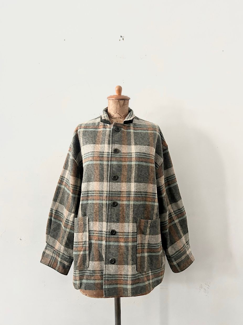 nestRobe 綿ヘビーツイルチェックシャツ ジャケット KHAKI