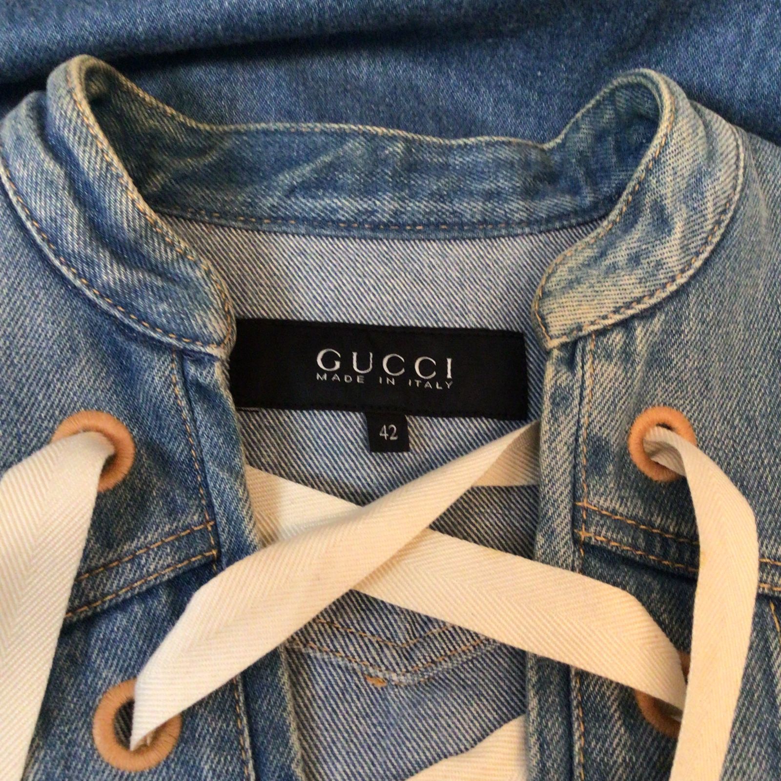 GUCCI グッチ GG ミラノコレクション デニム レースアップ ミニ ドレス