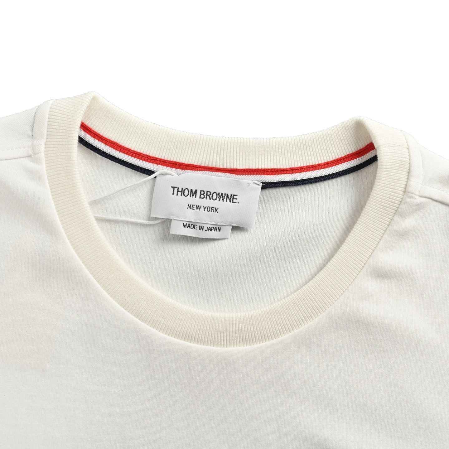 ★THOM BROWNE★ライトウェイト コットン ショート スリーブ 今日特価】Thom Browne 25ss カフ三色ストライプ ショート