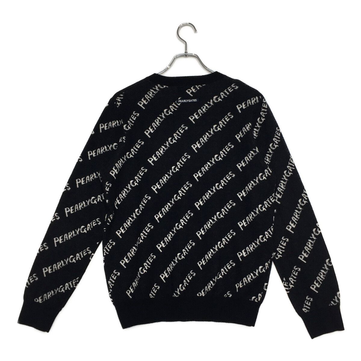レディース パーリーゲイツ PEARLY GATES セーター 2 L 濃紺 ネイビー クルーネック ロゴ柄 カシミヤ混