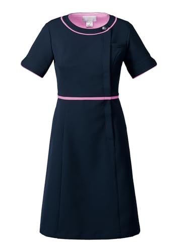 フォーク スクラブ ワンピース 医療白衣 吸汗速乾性 介護 看護 ナース 病院ワ9 3019SC レディース ダークネイビー×ランジアパープル L