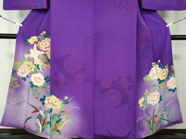 平和屋着物○アンティーク 大正ロマン 色留袖 刺繍 花鳥文 暈し染め