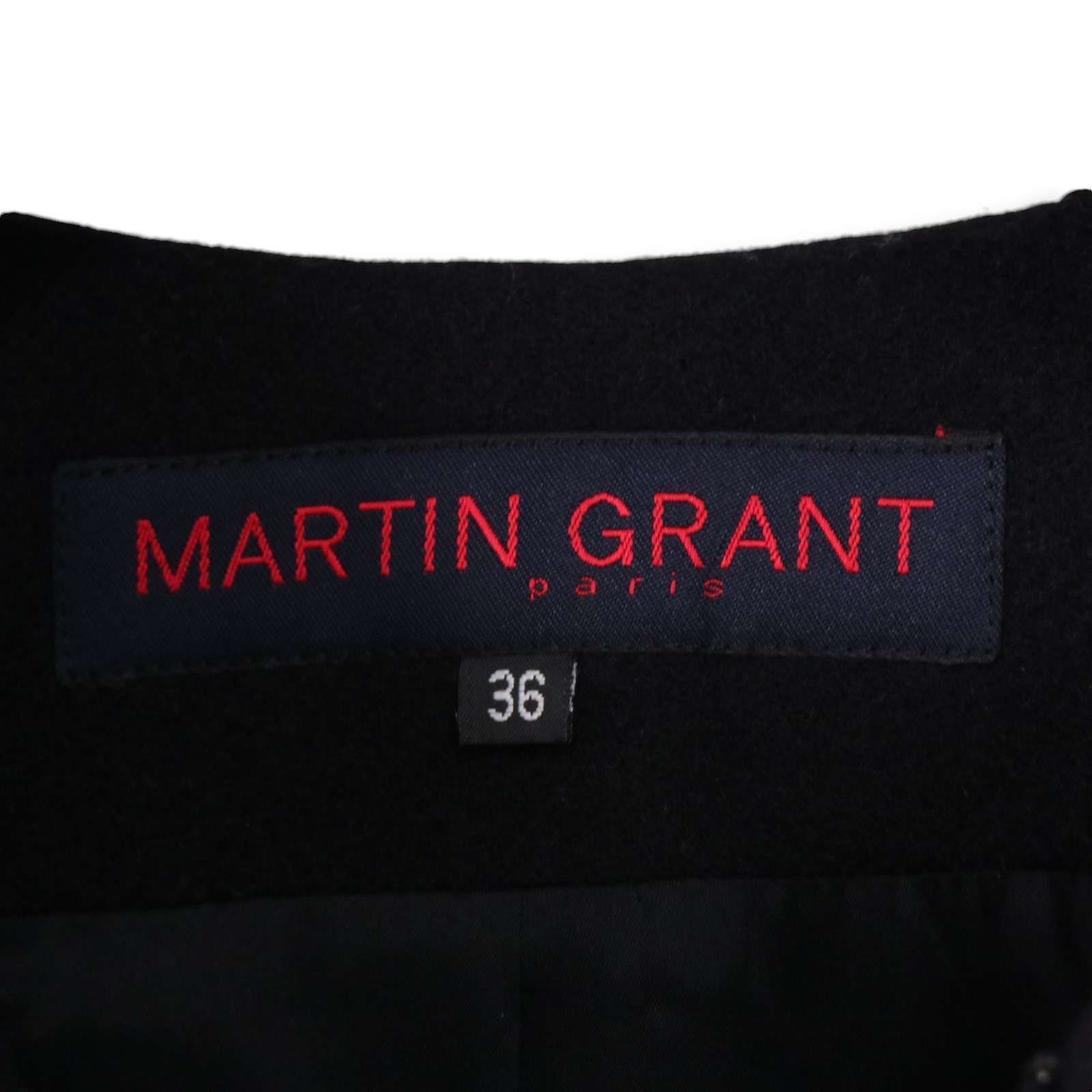 美品 MARTIN GRANT マーティングラント ノーカラー ロングコート 黒