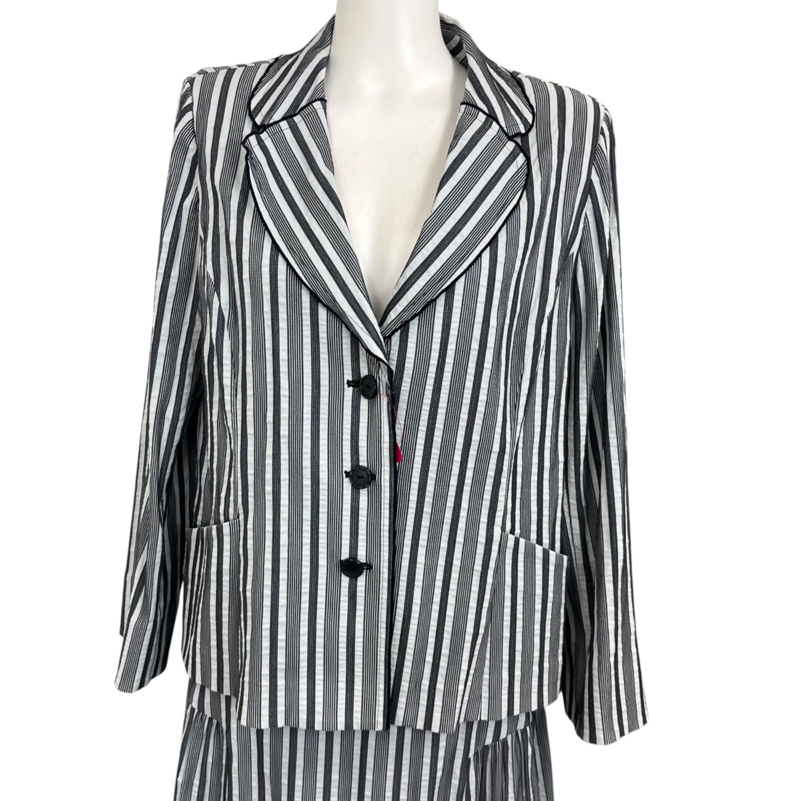 美品 レリアン LEILIAN ストライプ コットン混 セットアップ スーツ