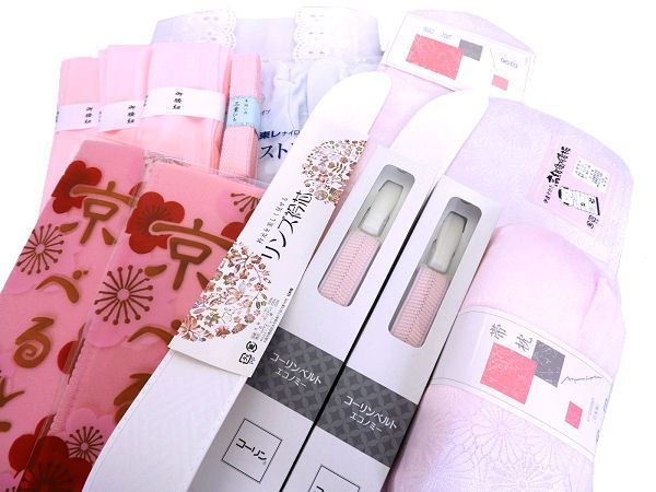 着物美人 送料込み スリップ 肌着 S 足袋 帯板 後板 帯枕 伊達締め 腰紐 コーリン 襟芯 三重紐 振袖 着物 和服 和装小物 振袖用 インナー 着付け小物 14点セット m328840