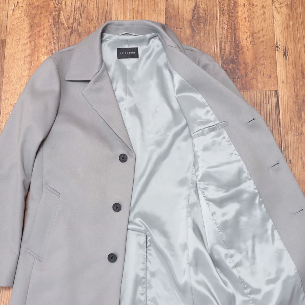 TETE HOMME テットオム L グレー チェスターコート 2way TETE HOMME テットオム L グレー チェスターコート 2way