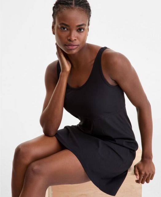 イデオロギー レディース ワンピース トップス Women s Performance Ribbed Sleeveless Dress Deep Black