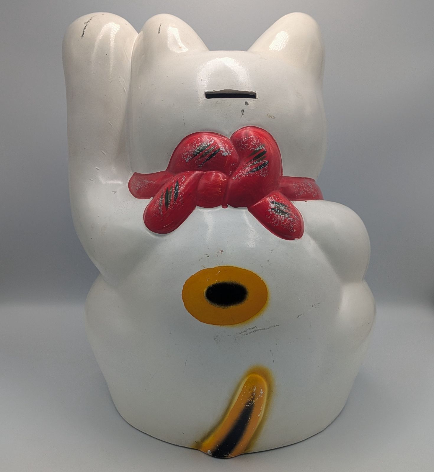 招き猫 34㎝ 貯金箱 縁起物 陶器製 レトロ 商売繁盛 開運 招福