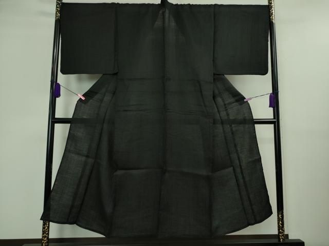 平和屋着物 上 夏物 男性 上布 キングサイズ 麻 黒地 DZAA9639kh5
