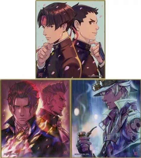大逆転裁判1&2 塗和也描き下ろしミニ色紙 全3種セット キャラクターグッズ 【】紙製品 集合 塗和也描き下ろしミニ色紙全3種