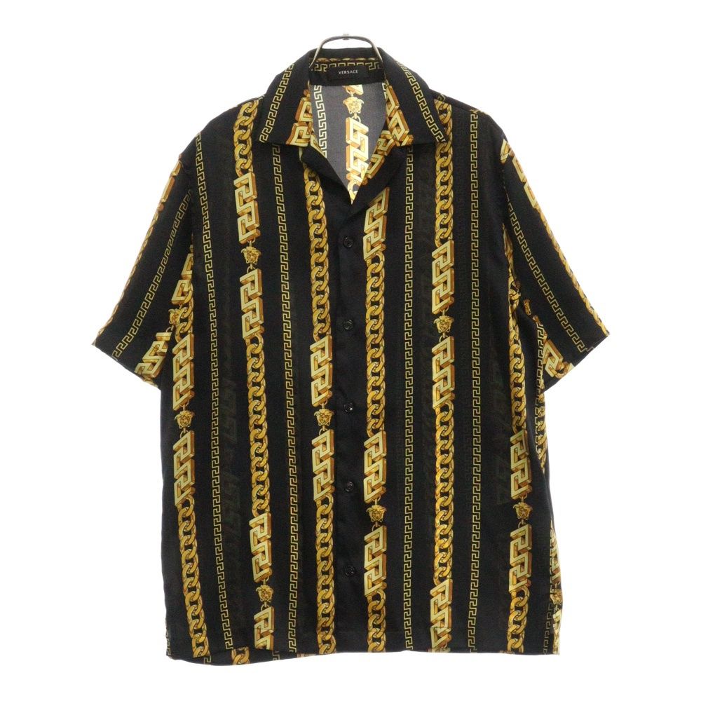 VERSACE (ヴェルサーチ) チェーンプリント 半袖シャツ ブラック - メルカリ