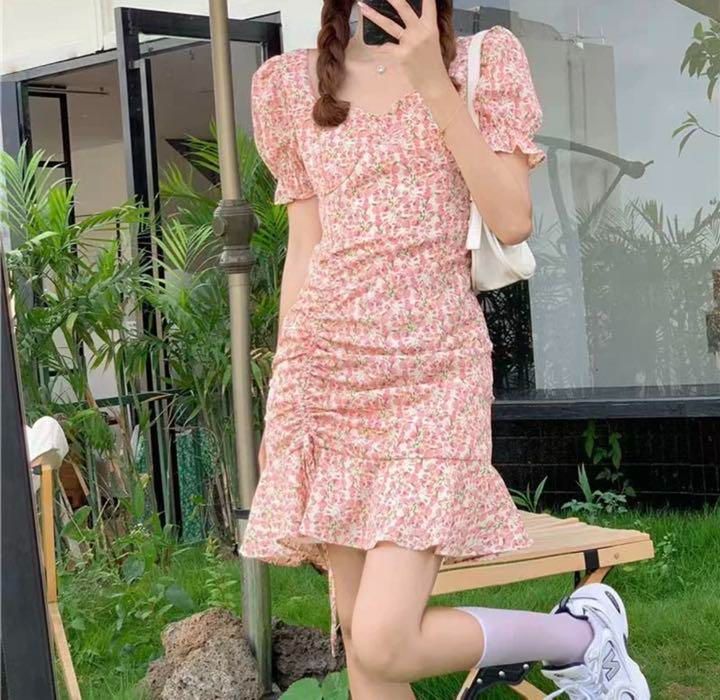 フローラル 夏 ミニワンピース 韓国 レディース オルチャン【L