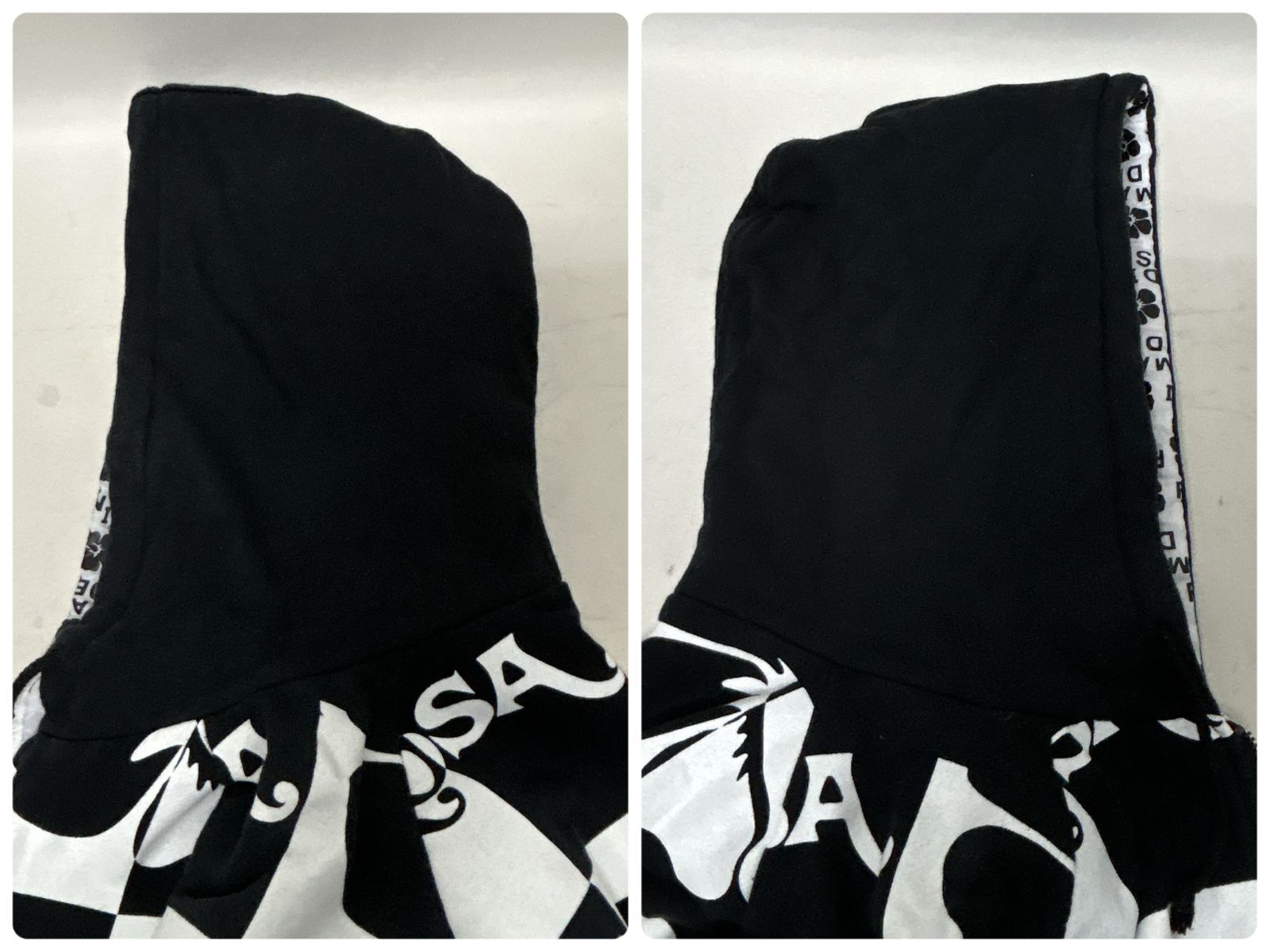 ALBA ROSA 　グレー✖黒ハイビスカスモザイク柄パーカー　平成ギャル ALBA ROSA グレー✖黒ハイビスカスモザイク柄パーカー 平成ギャル