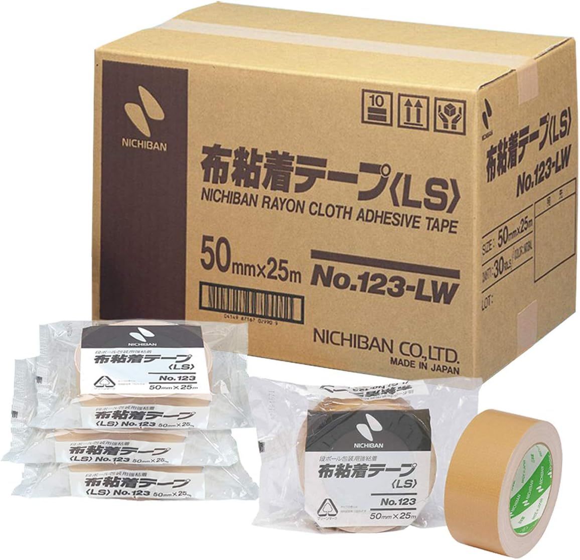 ニチバン 布テープ 50mm×25m巻 30巻入 123LW50-30P 黄土