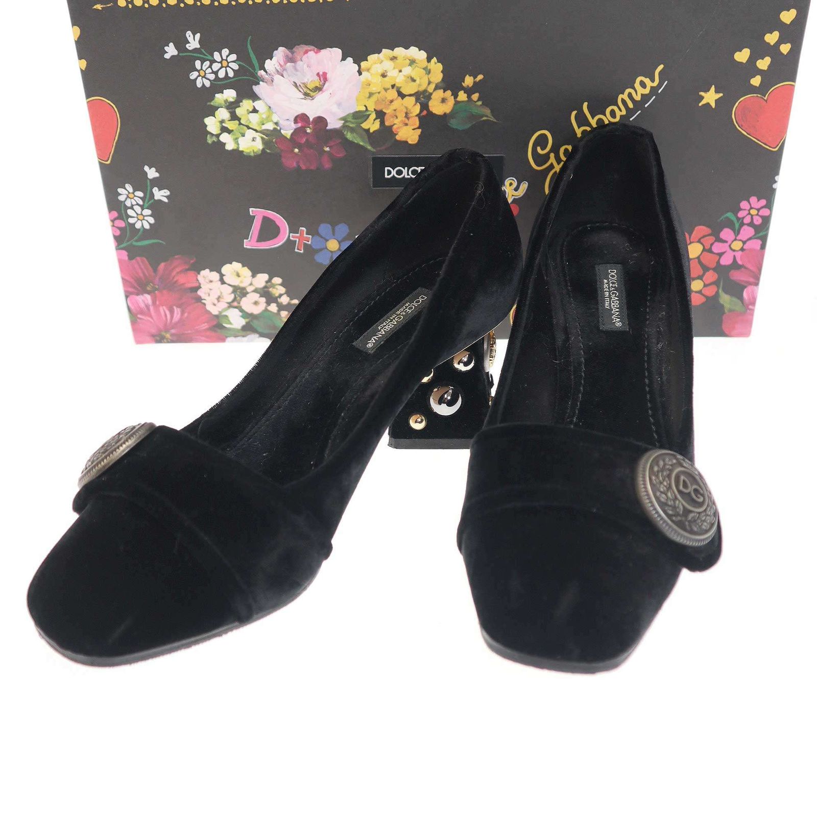 DOLCE&GABBANA ドルチェ＆ガッバーナ エンブレムスタッズベロア 