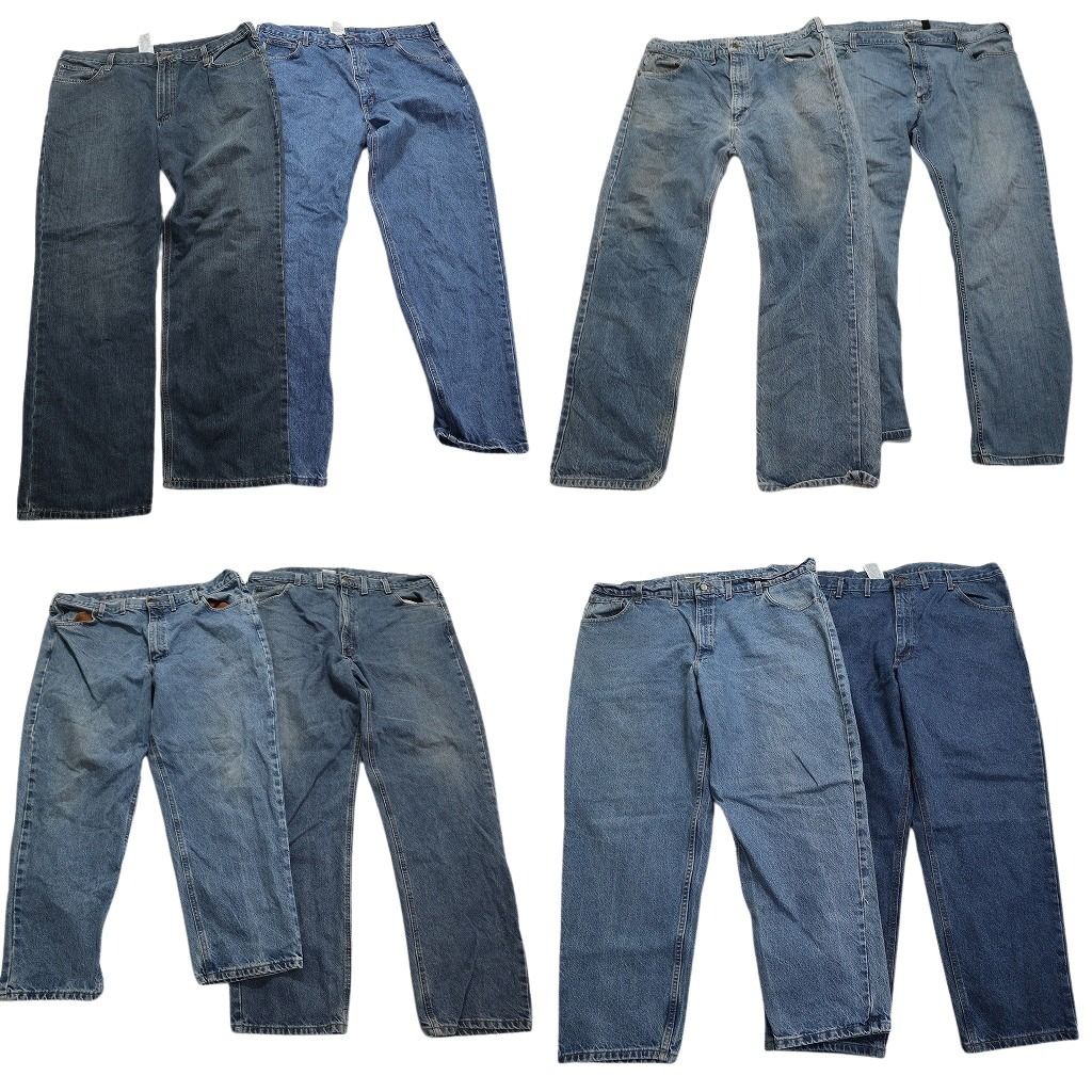 古着卸 カーハート Carhartt パンツ 8枚セット メンズ 42 |44 インディゴブルー ライトブルー フェード 古着 NA5794