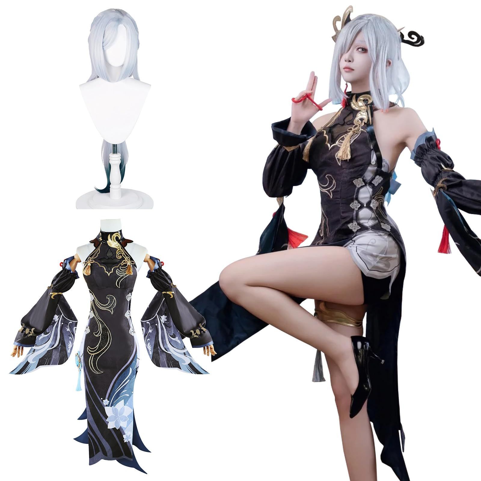 コスプレ衣装｜黒フリーナ（ウィッグ付き） 原神 コスプレ フリーナ 黒 衣装 ※ウィッグ 靴 追加可 : ISRA
