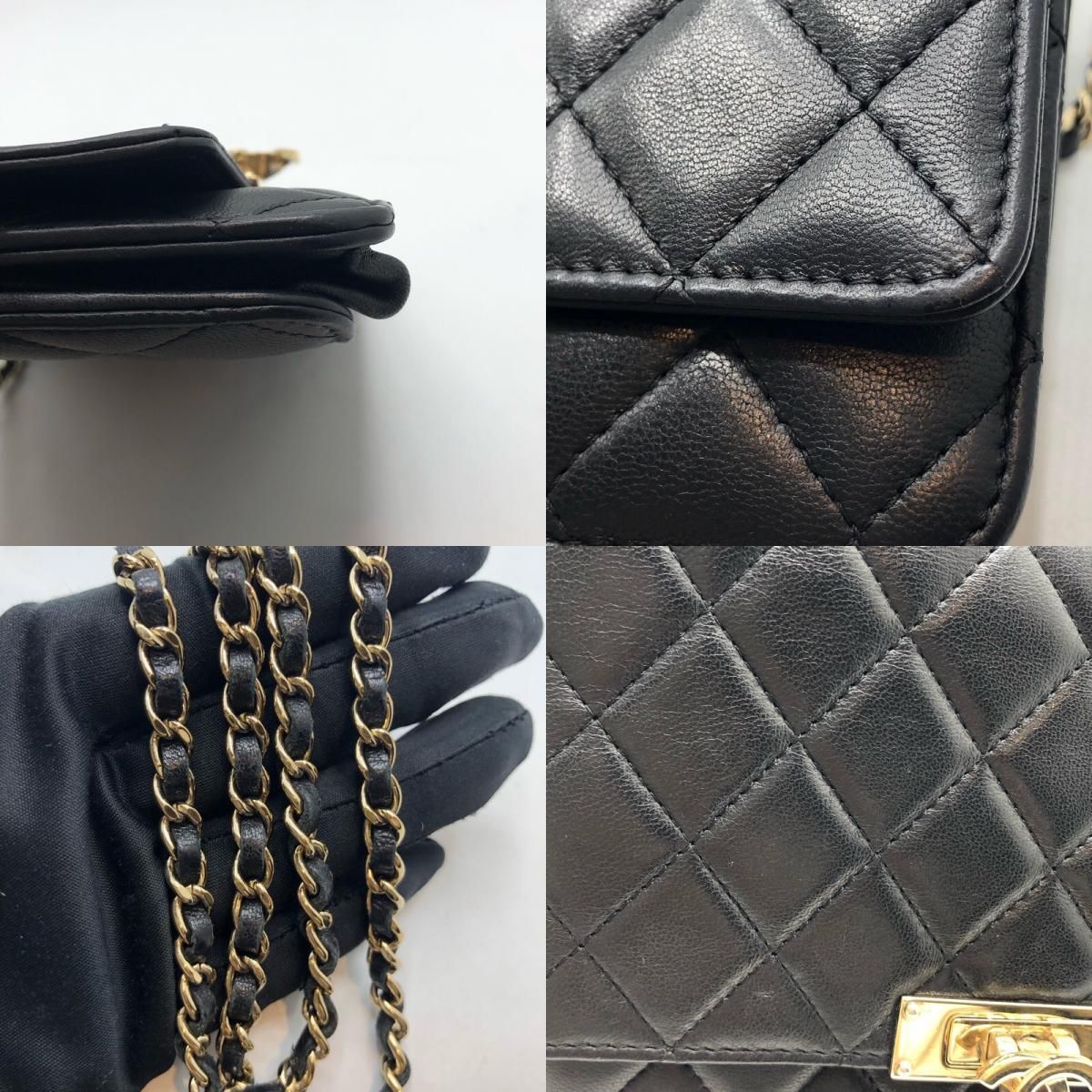 シャネル CHANEL ココロック チェーンウォレット A80766 ブラック×GD