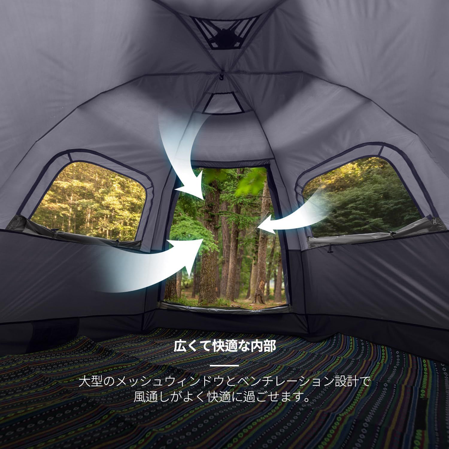 IDOOGEN ワンタッチテント3人 4人用 ドームテント コンパクト 設営簡単