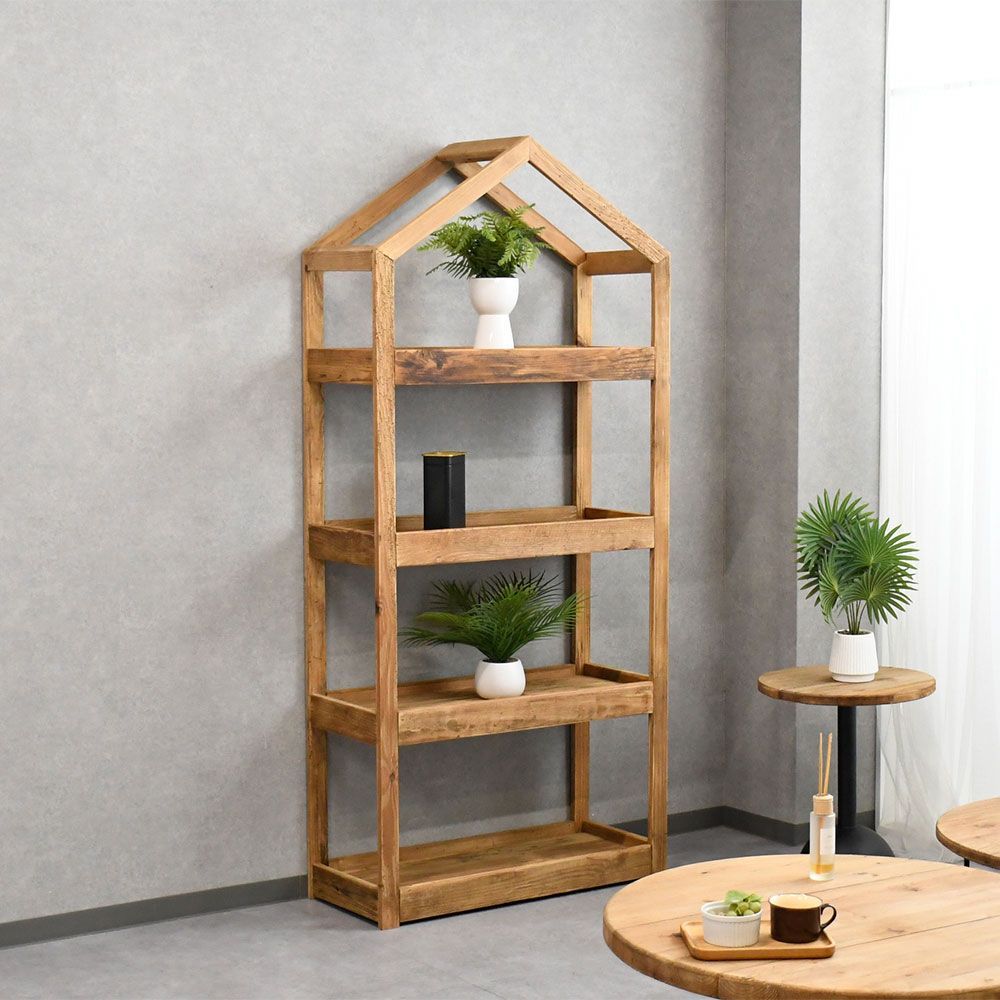 アンティーク小物飾り棚木製オープンシェルフ 4段 ダークブラウン