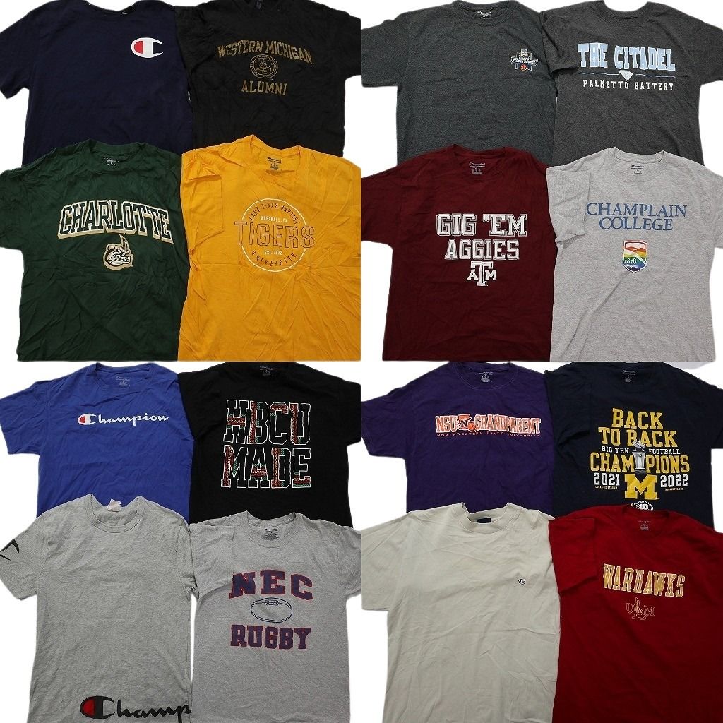 古着卸 まとめ売り チャンピオン 半袖Tシャツ 16枚セット (メンズ 2XL /3XL /4XL ) ラムズ NFL アーチロゴ カレッジ風 NB8462 1円スタート