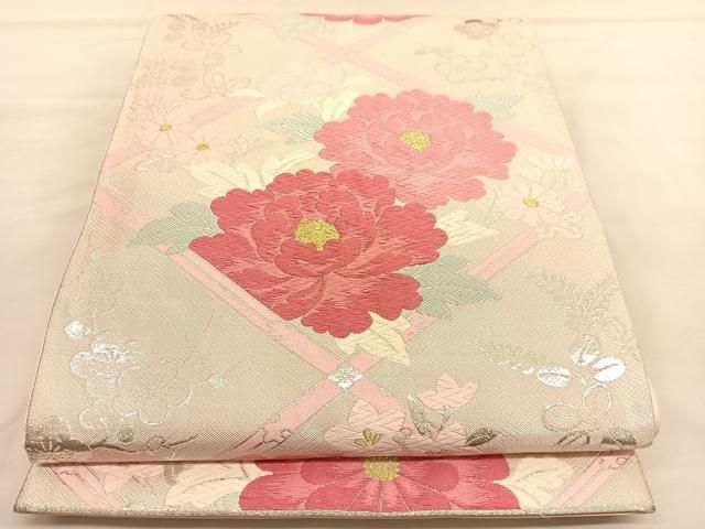 SO-492 袋帯 六通 正絹 未仕立て 竹殊町錦 花丸菱紋 逸品 20041830.jpg