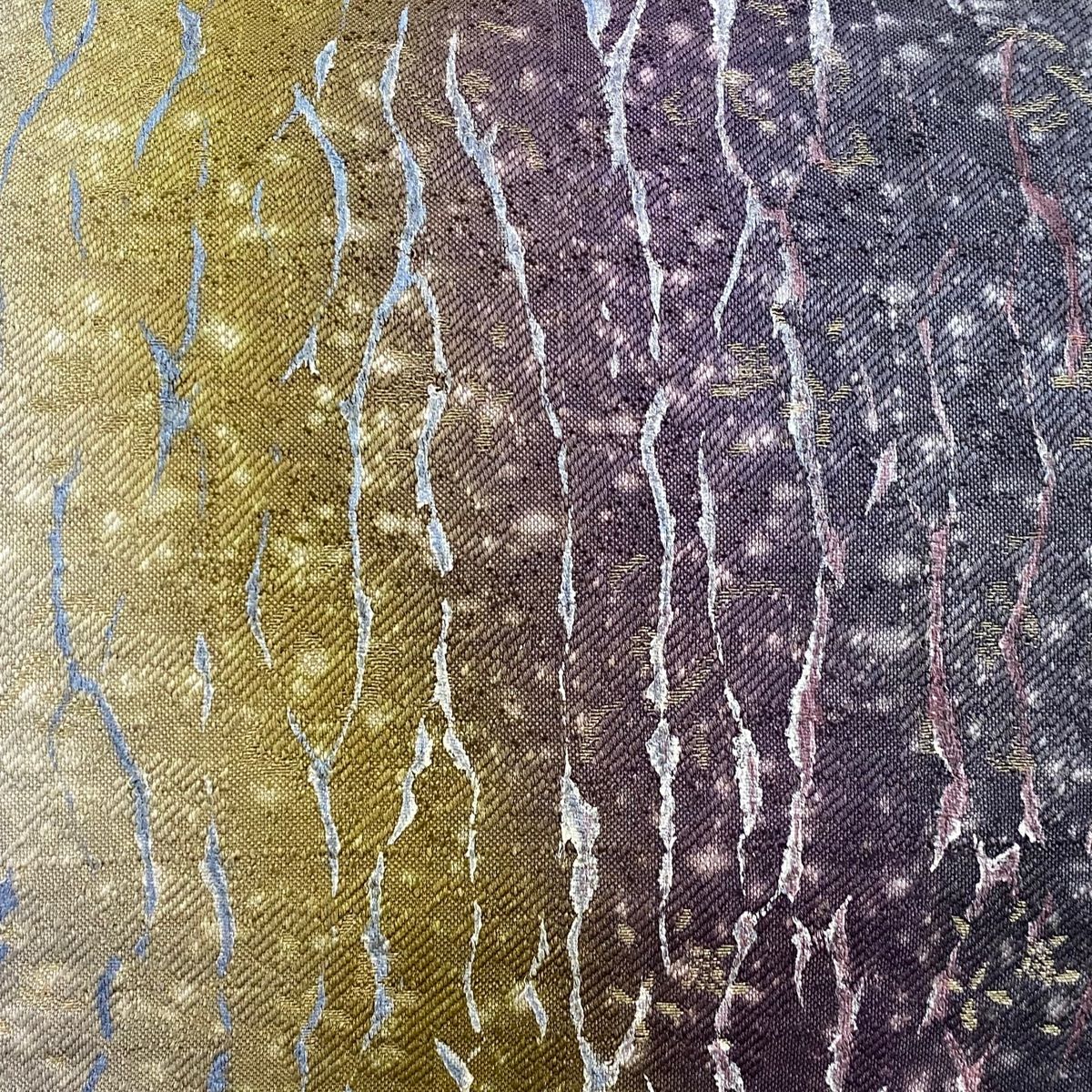 袋帯 秀品 幾何学 金糸 ぼかし 紫 全通 正絹