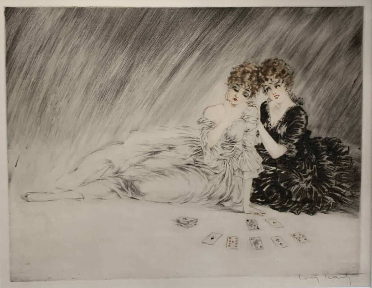 真作保証 ルイ イカール 成功 銅版画 エッチング 1923年 Louis Icart フランス美人画巨匠 直筆サイン R7-0164me