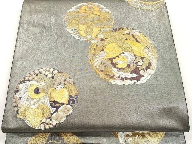 410my13◆じゅらく 黄金繭 袋帯 六通 鳳凰 桐菊 七宝 宝相華◆美品 平和屋着物○京の名門 じゅらく謹製 じゅらく黄金繭 六通柄袋帯