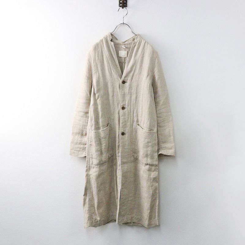 エヴァムエヴァ evam eva リネン Vネック ロング コート 1/ベージュ