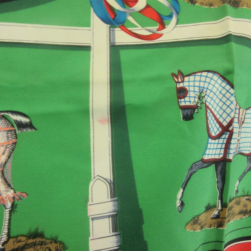 HERMÈS シルクスカーフ 緑色　ビンテージ エルメス HERMES ヴィンテージ スカーフ ストール カレ90