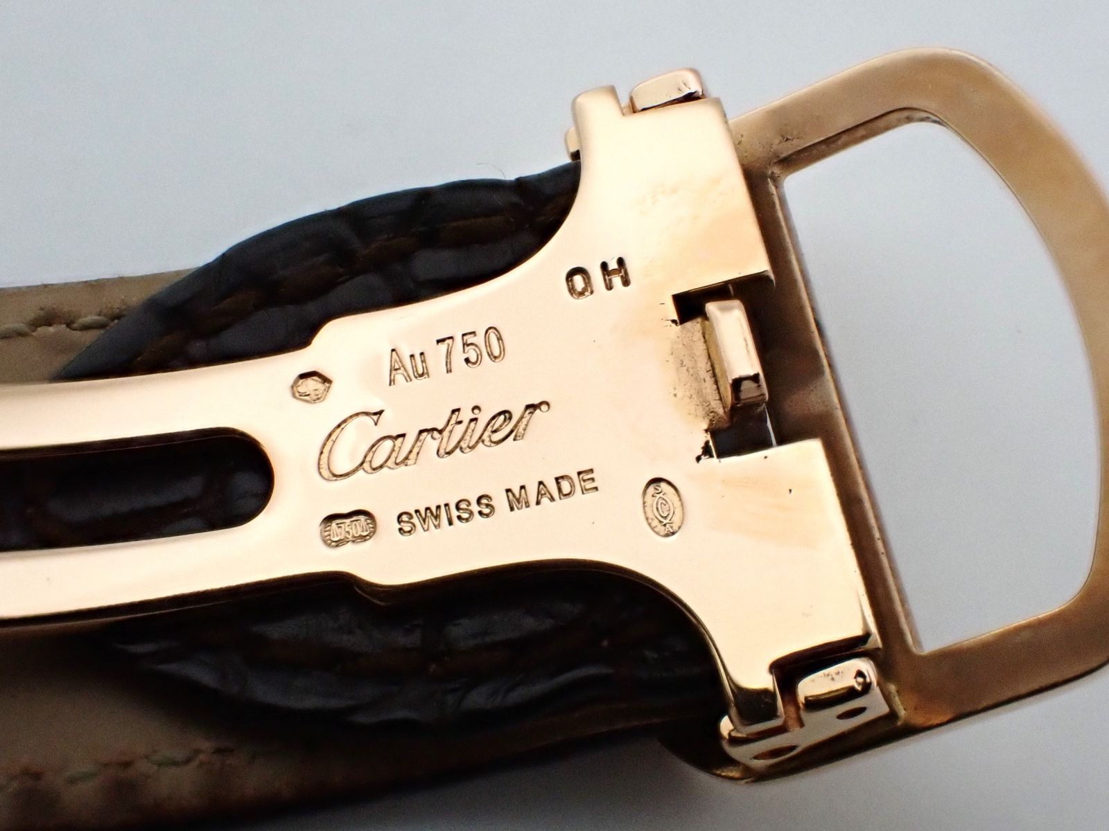 Cartier(カルティエ)自動巻き ウォッチ バロンブルーLM W6920037 腕時計 K18PG/革 ピンクゴールド レザー AT ブラウン文字盤