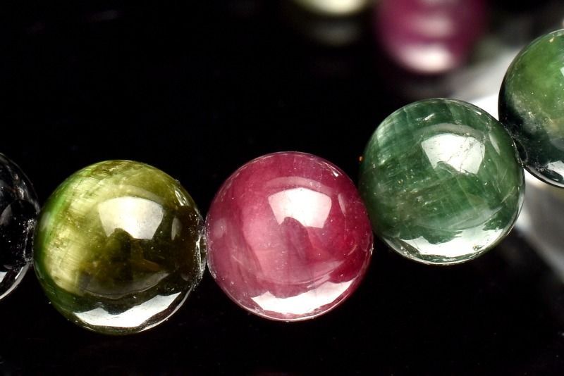 1点物】AAA☆キャッツアイ効果 トルマリン 7mm ブレスレット