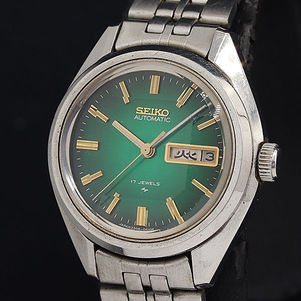 【稼働】SEIKO AT 2205-0520 デイト カットガラス グリーン 稼働】SEIKO AT 2205-0520 デイト カットガラス グリーン - メルカリ